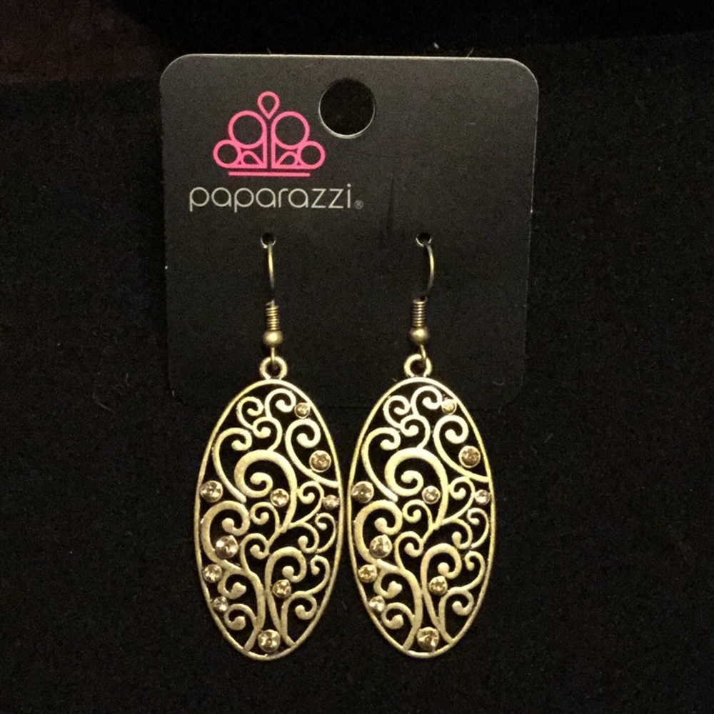 Art Deco inspired Tree design Brass Earrings w/bli
